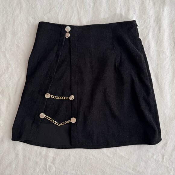 Shein Black Corduroy Chain Mini Skirt - Picture 3 of 7